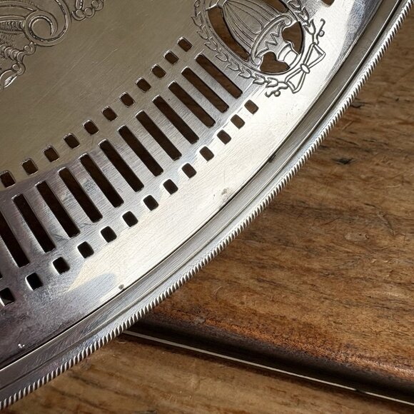 VTG Barker Brothers England Silver Plate Round Footed Reticulated Bowl Ornate - Picture 7 of 10